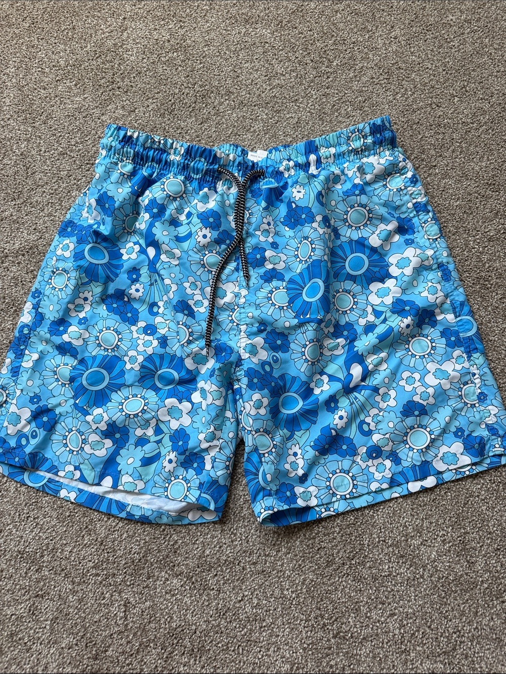 SHEIN Blue Floral Retro Swim Trunks